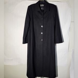 Women's Braefair Vintage Black Wool Mix Overcoat, Size 12